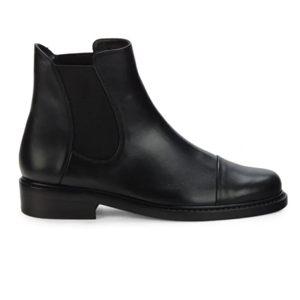 Stuart Weitzman Women's Gobi Chelsea Booties in Black Leather Size 10.5